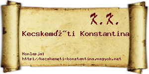 Kecskeméti Konstantina névjegykártya